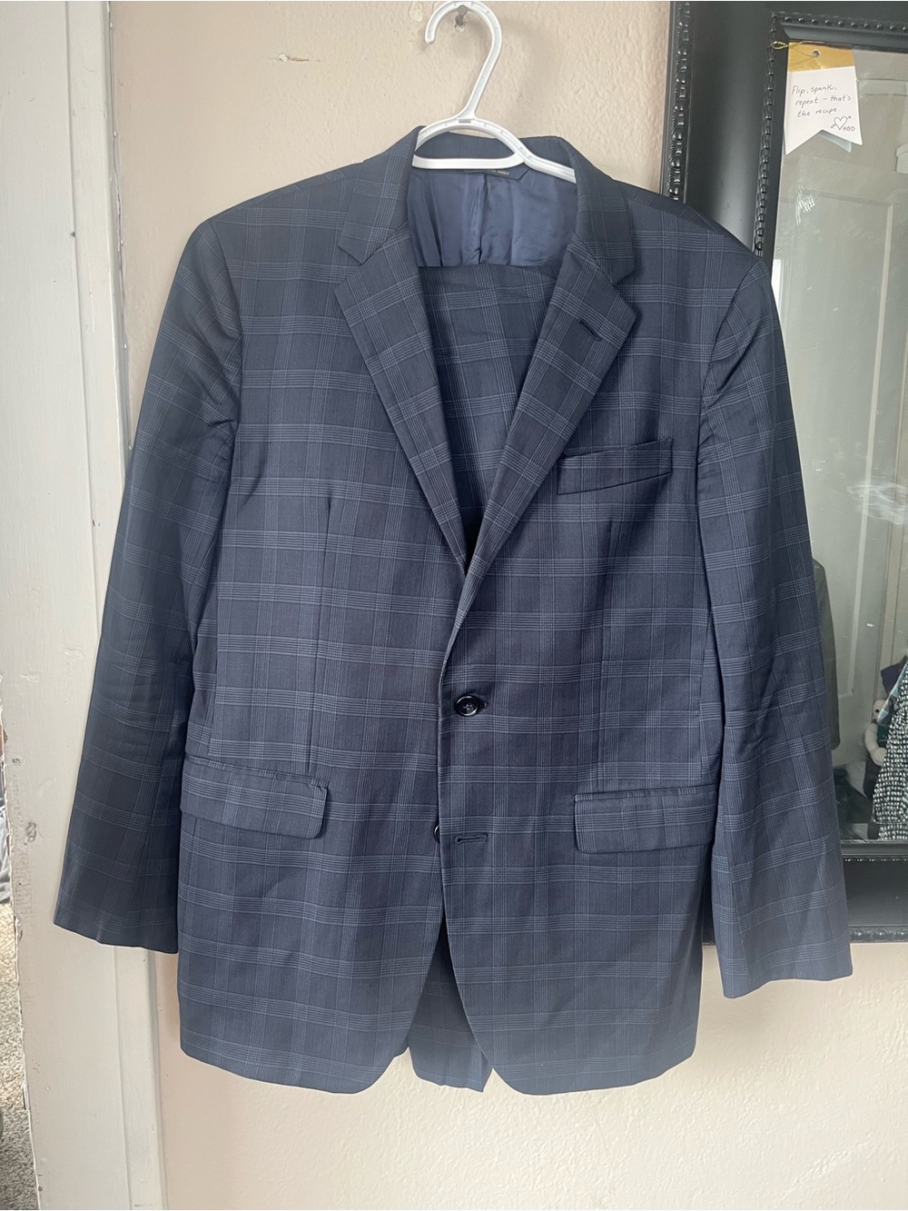 Brooks Brothers 1818 Milano Wool Navy Plaid 40R/W34 2 Piece Suit